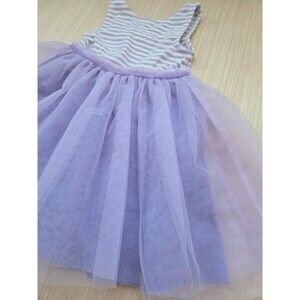 Mini Boden Girl's Jersey  & Tulle Tank Sleeveless Dress Lavender 2-3Y Party